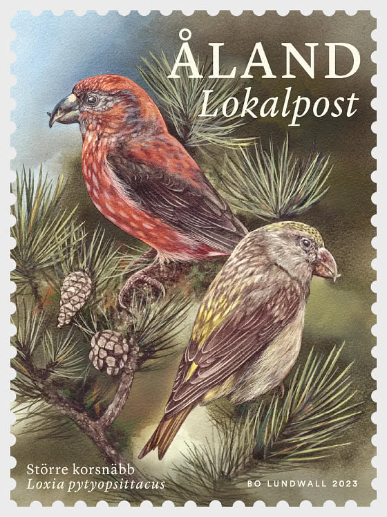 Aland Islands Åland Finland 2023 Parrot Crossbill stamp MNH