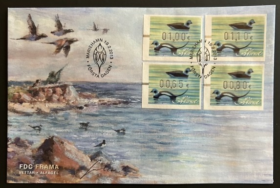 Aland Islands Åland Finland 2023 Sea ducks set of 4 stamps FDC