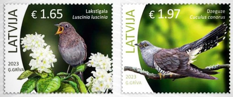 Latvia Lettland Lettonie 2023 Birds set of 2 stamps MNH - Image 1