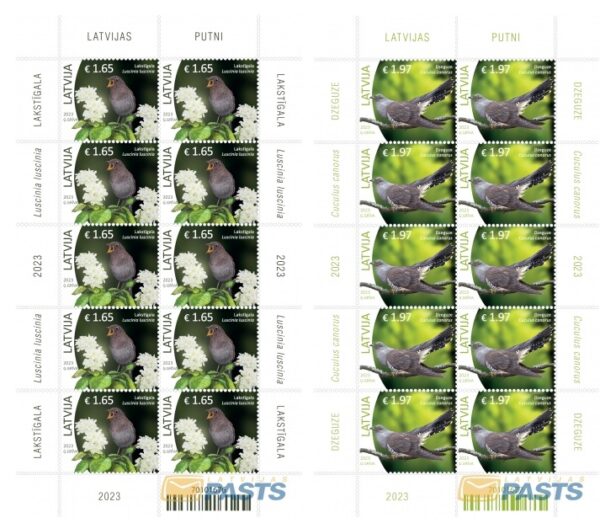 Latvia Lettland Lettonie 2023 Birds set of 2 sheetlets MNH