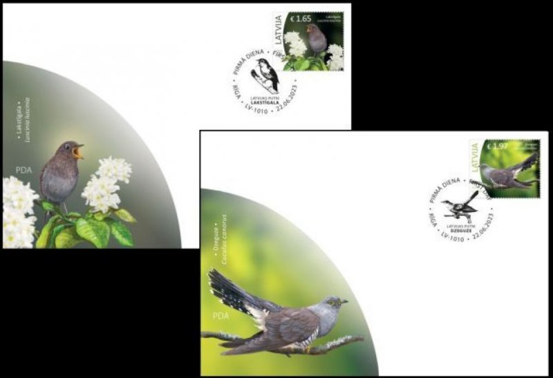 Latvia Lettland Lettonie 2023 Birds set of 2 FDCs - Image 1