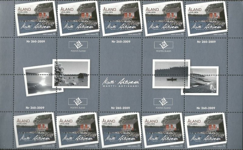 Aland Islands Åland Finland 2009 My Åland Martti Ahtisaari Honeymoon memories block of 10 stamps and labels MNH - Image 1
