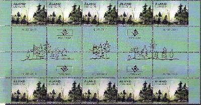 Aland Islands Åland Finland 2011 Europa CEPT Forests block of 10 stamps and labels MNH