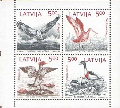 Latvia Lettland 1992 Birds of Baltic joint issue with Estonia Lithuania Sweden block mint