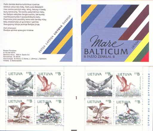 Lithuania Litauen Lituanie 1992 Birds of Baltic joint issue with Estonia Latvia Sweden booklet mint