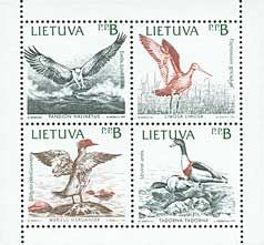 Lithuania Litauen Lituanie 1992 Birds of Baltic joint issue with Estonia Latvia Sweden block mint