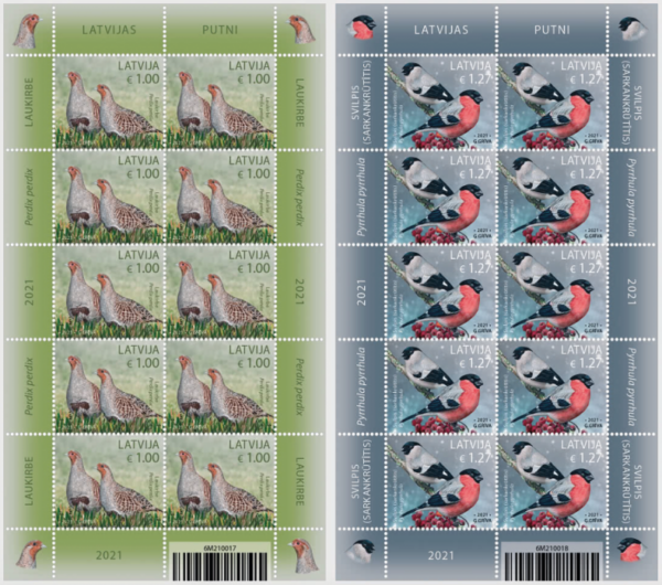 Latvia Lettland Lettonie 2021 Birds set of 2 sheetlets MNH