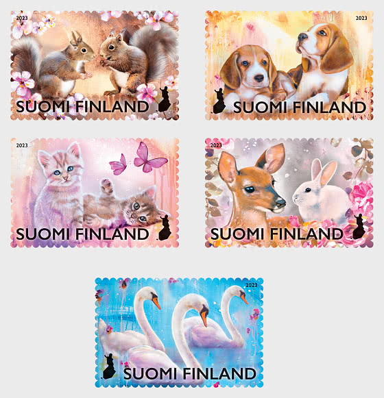 Finland Finnland Finlande 2023 Close friends Posti set of 5 greeting stamps MNH