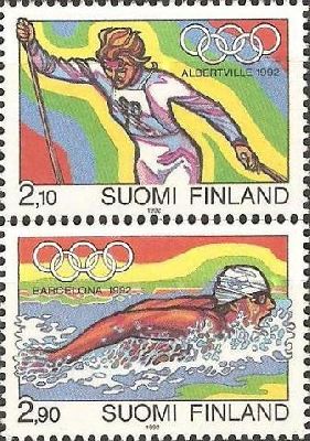 Finland Finnland Finlande 1992 Winter and Summer Olympics Albertville and Barcelona Olympic games set of 2 stamps MNH
