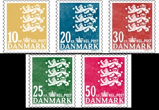 Denmark Danemark Danmark 2014 Definitives Coat of Arms High Face Values set of 5 stamps MNH