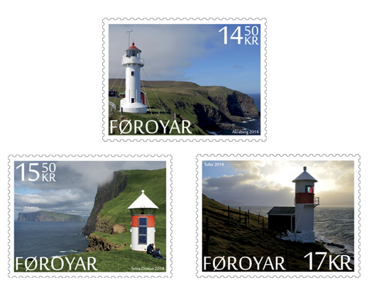 Faroe Islands Denmark 2014 Lighthouses Set of 3 stamps MNH