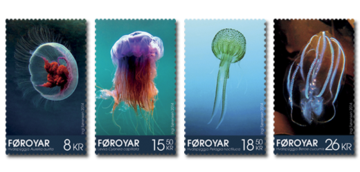 Faroe Islands Denmark 2014 Jellyfish Set of 4 stamps MNH