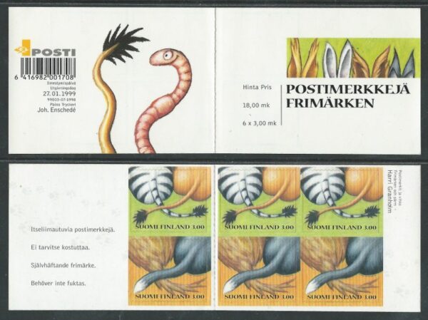 Finland Finnland Finlande 1999 St Valentine Day Friendship in animals 3 sets in booklet MNH