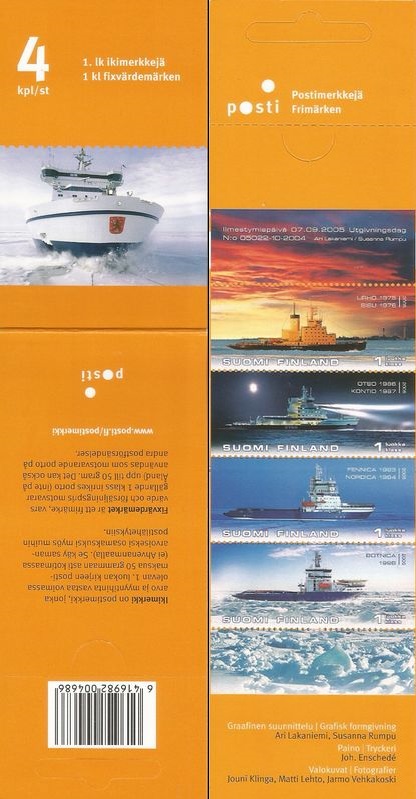 Finland Finnland Finlande 2005 Icebreakers set of 4 stamps in booklet MNH