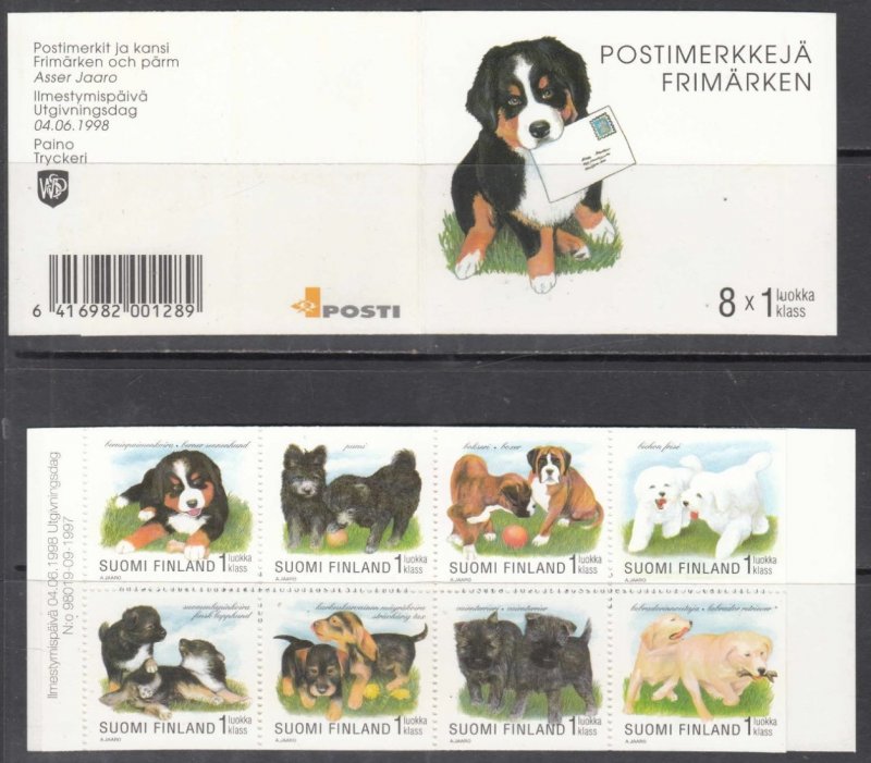 Finland 1998 Dogs puppies set of 8 stamps in booklet MNH - Image 1