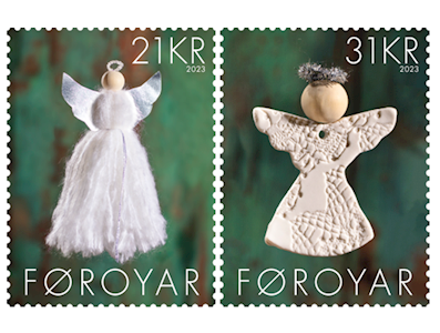 Faroe Islands Denmark 2023 Merry Christmas and Happy New Year ! Angels Set of 2 stamps MNH