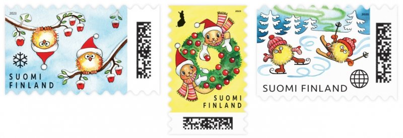 Finland Finnland Finlande 2023 Merry Christmas and Happy New Year ! Set of 3 stamps MNH - Image 1