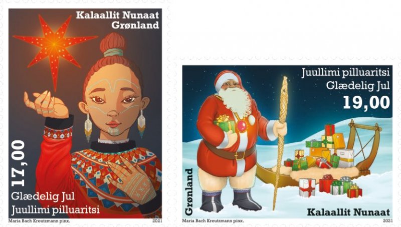 Greenland Grönland Groenland Denmark 2021 Merry Christmas and Happy New Year ! set of 2 stamps ** - Image 1