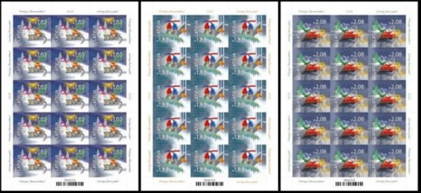 Latvia Lettland Lettonie 2023 Merry Christmas and Happy New 2024 Year ! Set of 3 sheetlets MNH