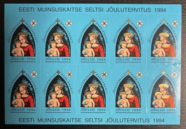 Estonia Estland Estonie 1994 Christmas official post labels sheetlet MNH