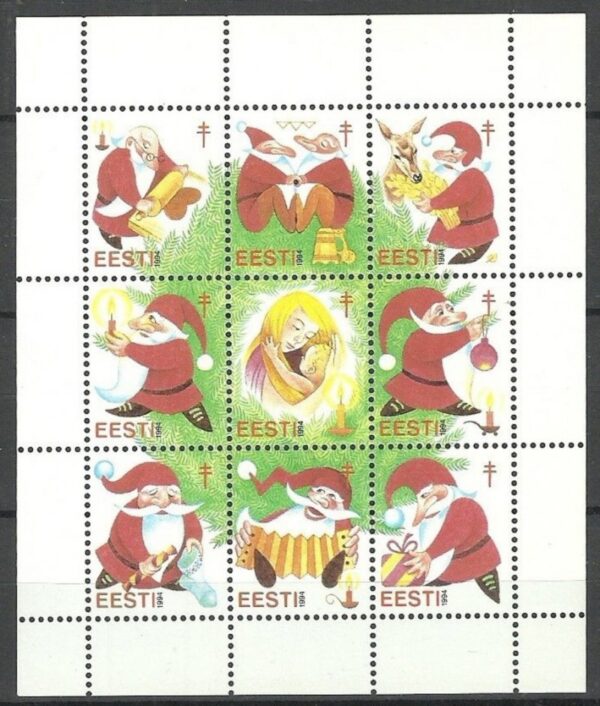 Estonia Estland Estonie 1994 Christmas official charity stamps set in block MNH