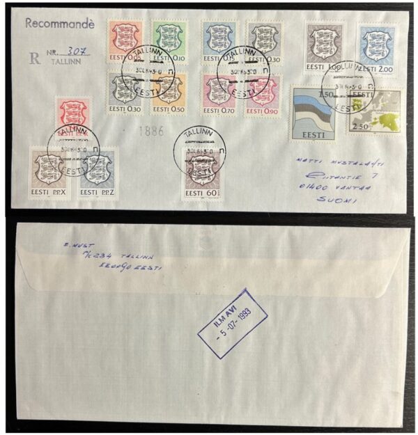 Estonia 1993 Unique Final Day Cover 'Bye-bye ruble!' FDC last day of circulation of stamps denominated in rubles
