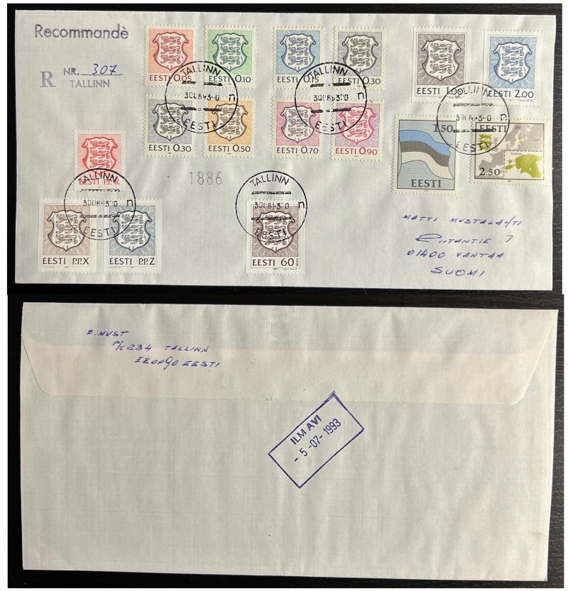 Estonia 1993 Unique Final Day Cover 'Bye-bye ruble!' FDC last day of circulation of stamps denominated in rubles - Image 1