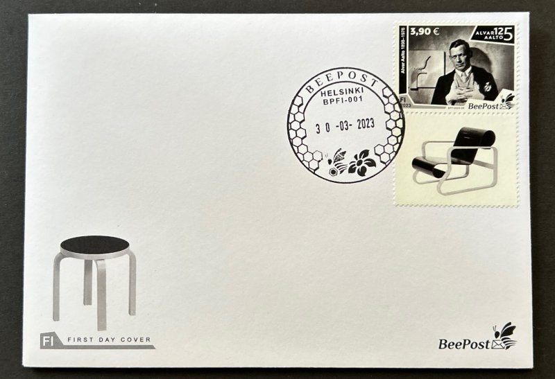 Finland Finnland Finlande 2023 Alvar Aalto architect designer 125 ann BeePost FDC - Image 1