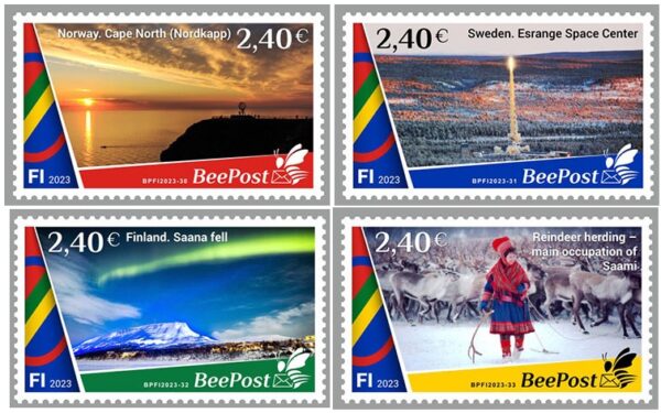 Finland Finnland Finlande 2023 Lapland Cultural Autonomy Saami BeePost set of 4 stamps MNH