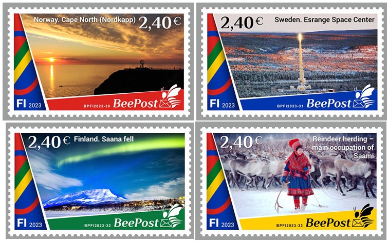 Finland Finnland Finlande 2023 Lapland Cultural Autonomy Saami BeePost set of 4 stamps MNH - Image 1