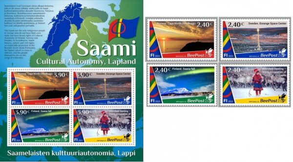 Finland Finnland Finlande 2023 Lapland Cultural Autonomy Saami BeePost set and block MNH