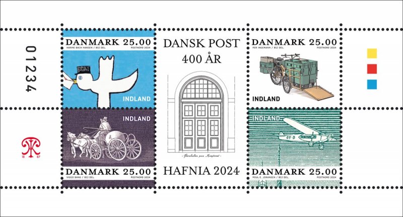Denmark Danemark Danmark 2024 Postal transport HAFNIA Exhibition Postal service 400 ann PostNord block MNH - Image 1