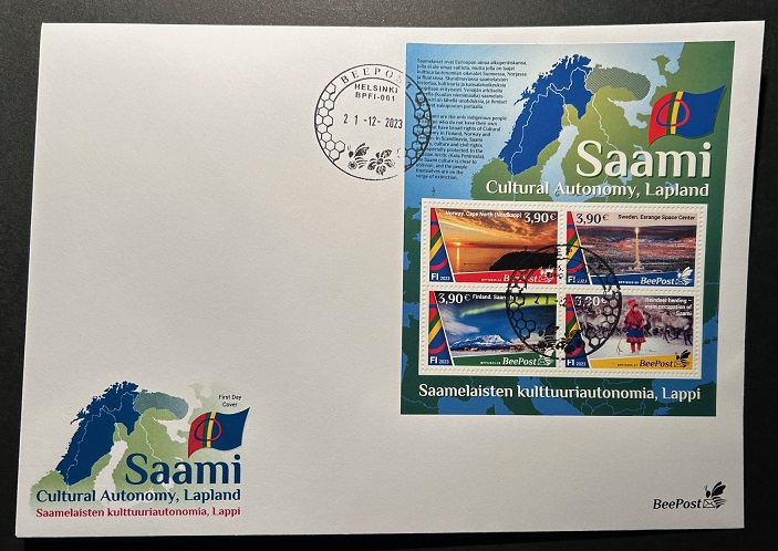 Finland Finnland Finlande 2023 Lapland Cultural Autonomy Saami BeePost block FDC - Image 1