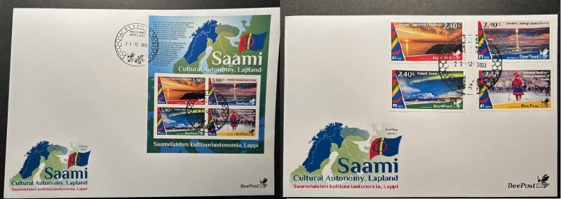 Finland Finnland Finlande 2023 Lapland Cultural Autonomy Saami BeePost set and block FDC - Image 1