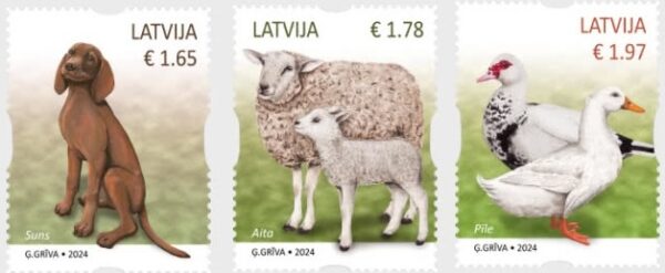 Latvia Lettland Lettonie 2024 Fauna Home pets agriculture set of 3 stamps MNH