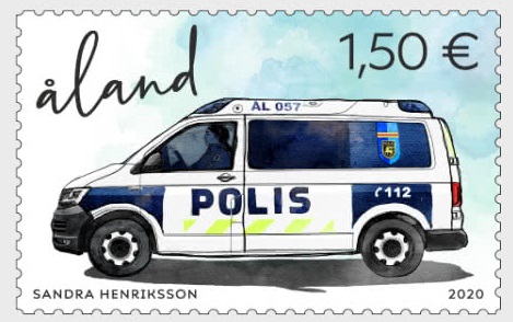 Aland Islands Åland Finland 2020 Police bus stamp MNH