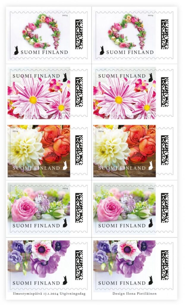 Finland Finnland Finlande 2024 St Valentine Day Flowers symbols of love and friendship Posti sheetlet booklet MNH