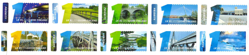 Finland Finnland Finlande 2014 Bridges definitives set of 10 stamps MNH - Image 1