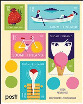 Finland Finnland Finlande 2015 Summer art Emotions set of 5 stamps in block MNH