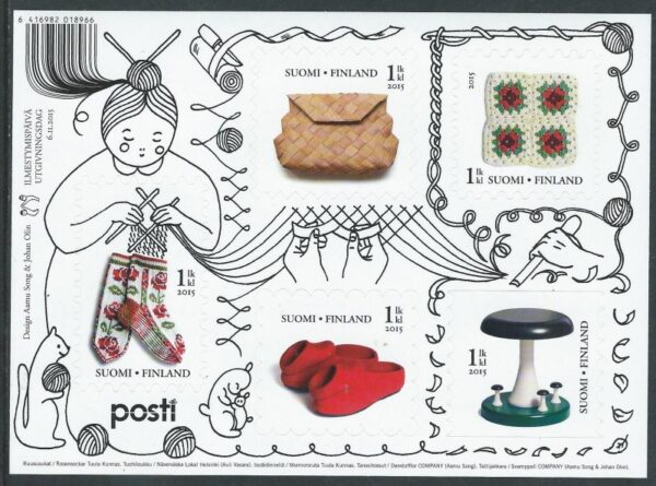 Finland Finnland Finlande 2015 Handicraft creativity set of 5 stamps in block MNH