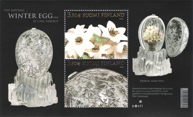 Finland Finnland Finlande 2005 Faberge jewelry Stamps anniversary phenomenal beauty! block MNH - Image 1