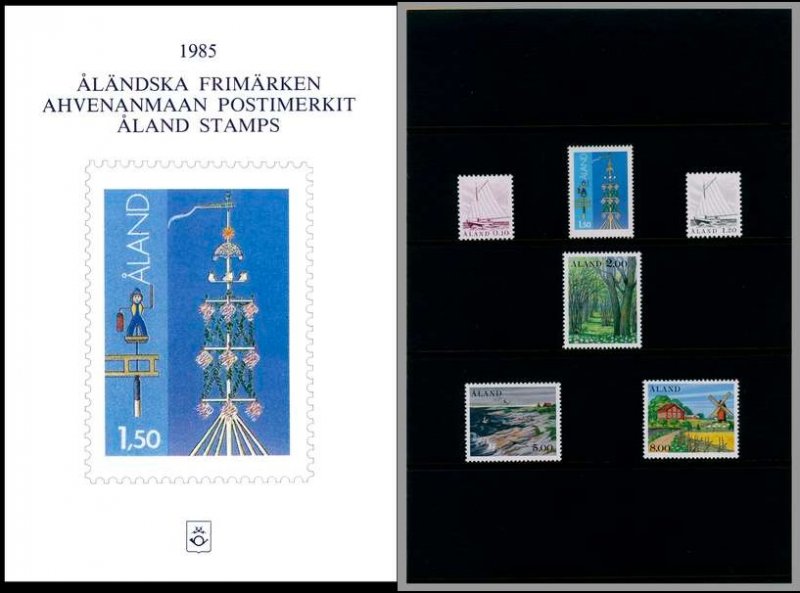 Aland Islands Åland Finland 1985 Stamps Year set in official souvenir folder MNH - Image 1