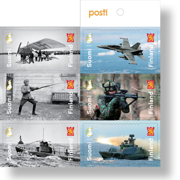 Finland Finnland Finlande 2018 Finnish army 100 ann aviation ships submarine Posti set of 6 stamps in booklet MNH