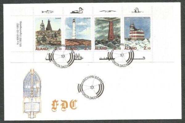 Aland islands Åland Finland 1992 Lighthouses of Baltic Sea FDC