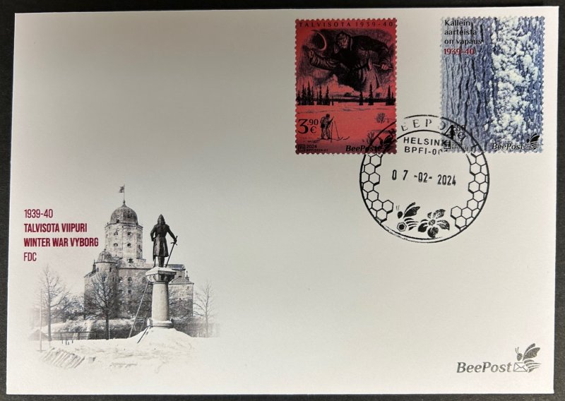 Finland Finnland Finlande 2024 Winter War 1939-40 BeePost FDC set of 2 stamps - Image 1