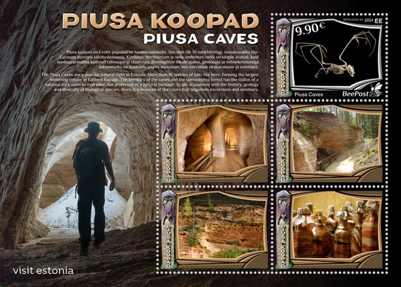 Estonia Estland Estonie 2024 Visit Estonia Piusa caves Bats Geology BeePost block MNH - Image 1