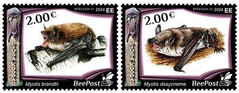Estonia Estland Estonie 2024 Visit Estonia Piusa caves Bats Geology BeePost strip of 2 stamps MNH