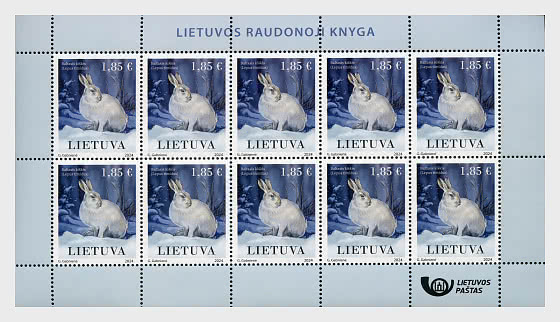 Lithuania Litauen Lituanie 2024 Red Book of Lithuania Mountain Hare LP sheetlet MNH