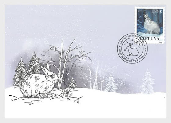 Lithuania Litauen Lituanie 2024 Red Book of Lithuania Mountain Hare LP FDC