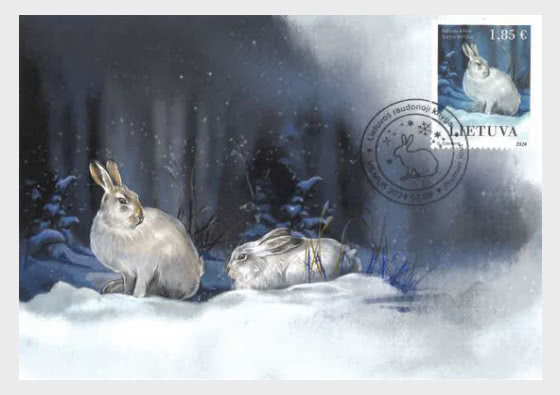 Lithuania Litauen Lituanie 2024 Red Book of Lithuania Mountain Hare LP Maxicard